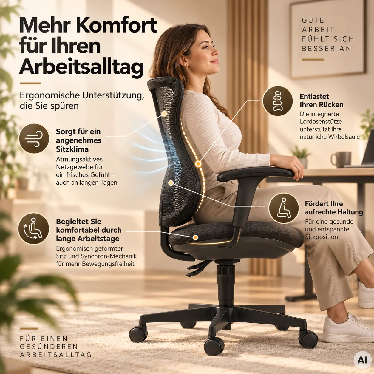 Flash Net M - Ergonomischer Netz-Drehstuhl