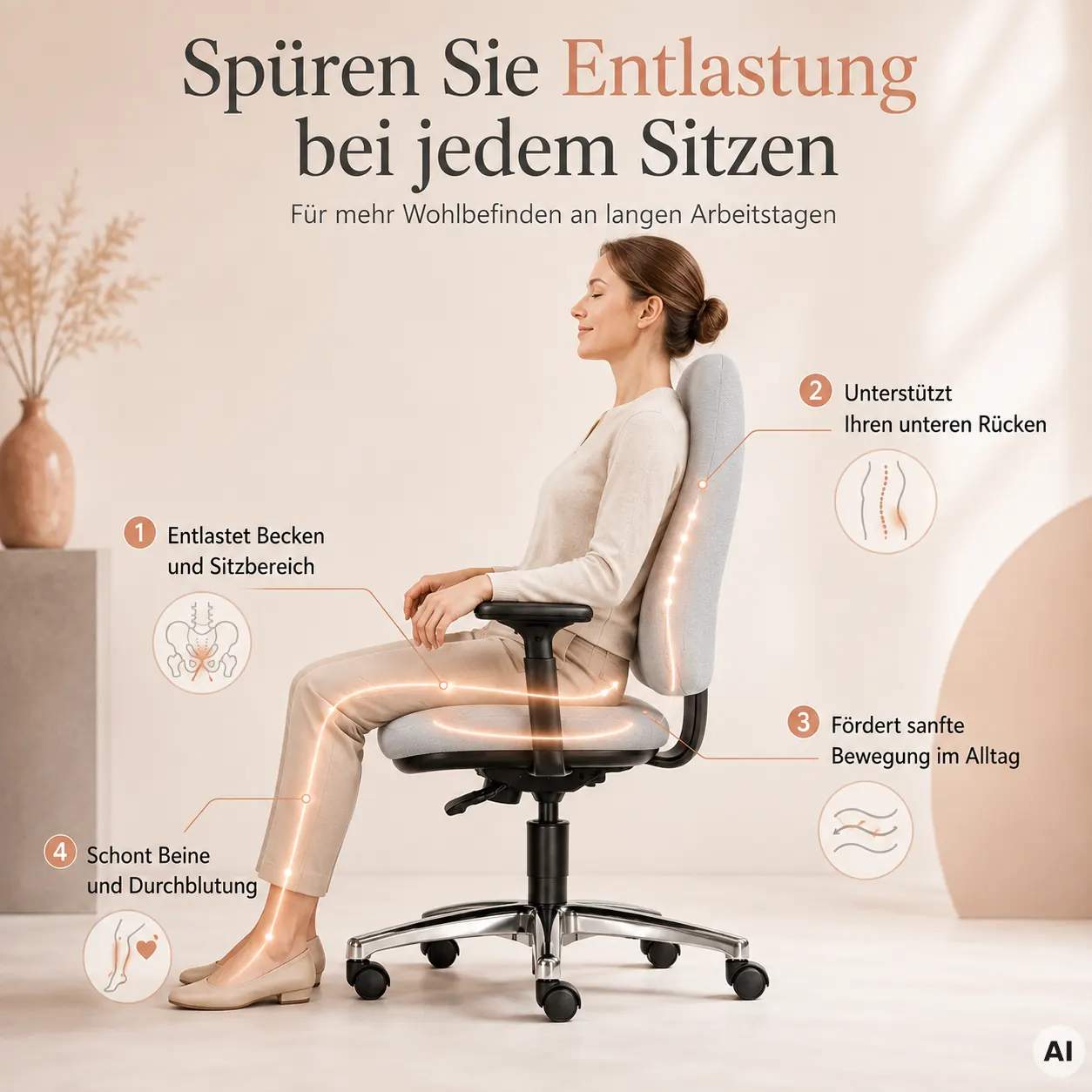 L-Fitness - Druckentlastender Bürostuhl Frau